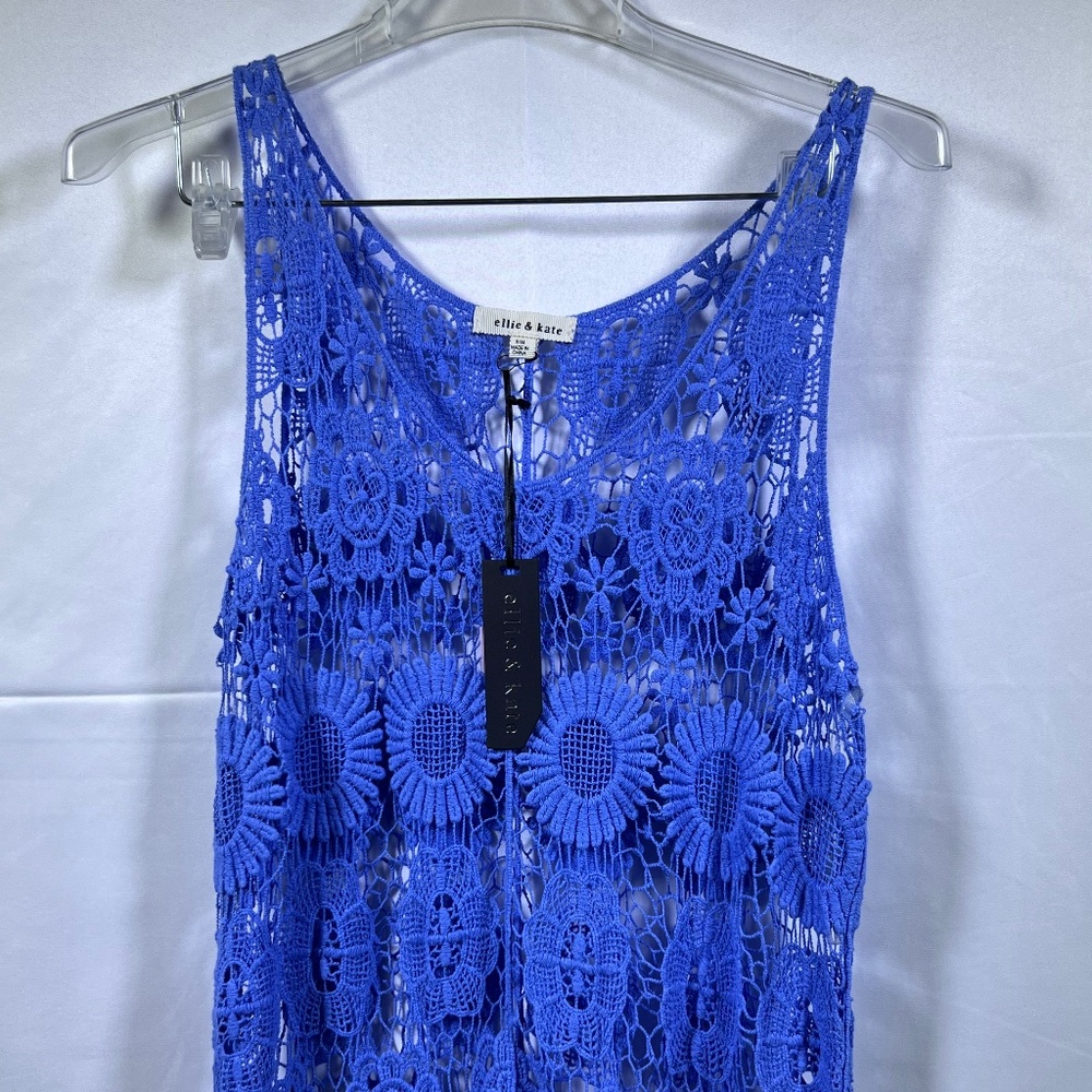 Ellie & Kate Crochet Lace Overlay Top: NWT